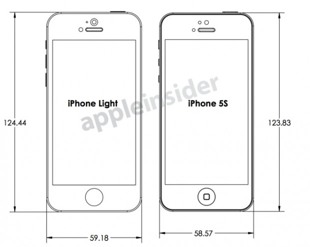 Esquemas revelan dimensiones del iPhone 5S y iPhone económico