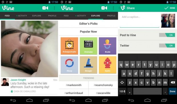 Vine para Android incorpora soporte para cámara frontal