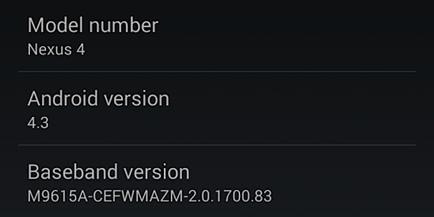Android 4.3 Nexus 4