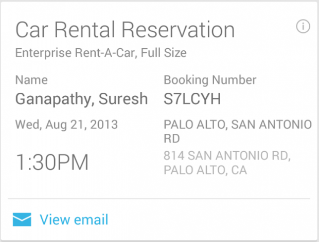 Google Now renta autos