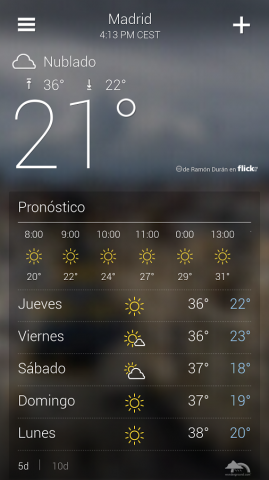 Yahoo lanza su aplicación de Clima en Android