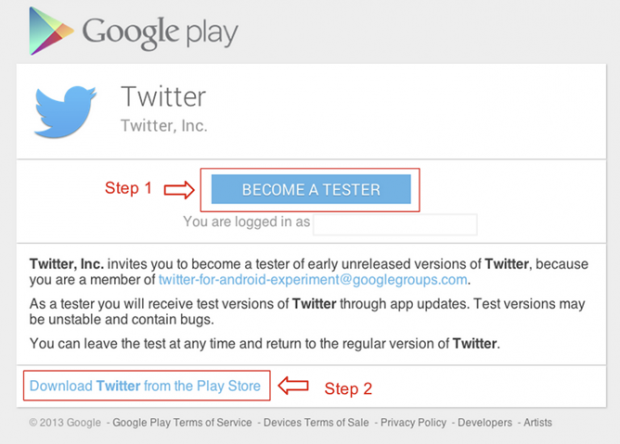 Twitter Android beta