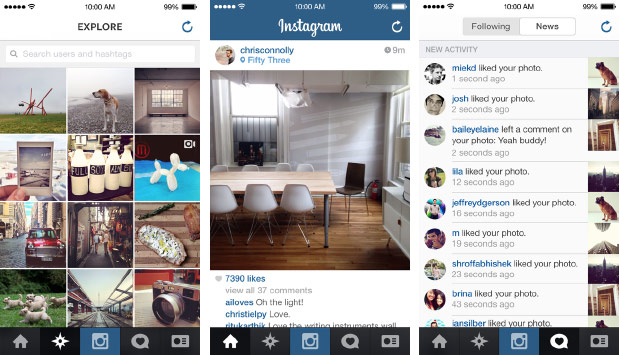 Instagram actualiza su app para iOS 7