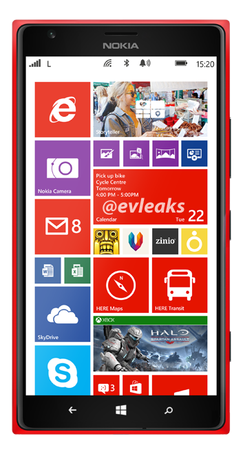 Nokia Lumia 1520 aparece en color rojo