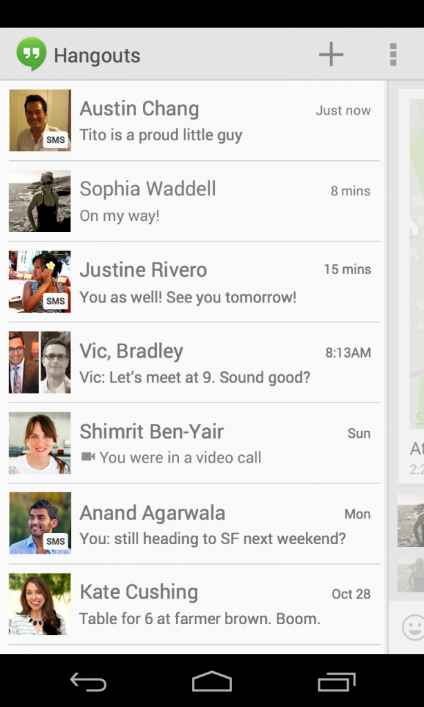 Google confirma integración SMS en Hangouts