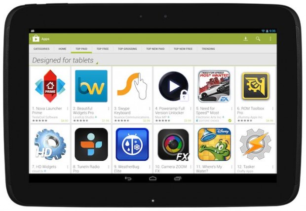 Google Play Store incorpora cambios para tablets