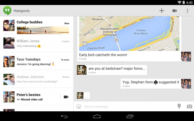 Hangouts 2.0 con soporte SMS/MMS disponible en Google Play