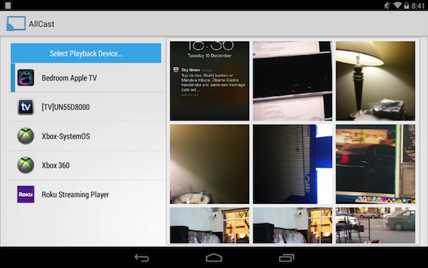 AllCast envía fotos y videos a la TV desde Android