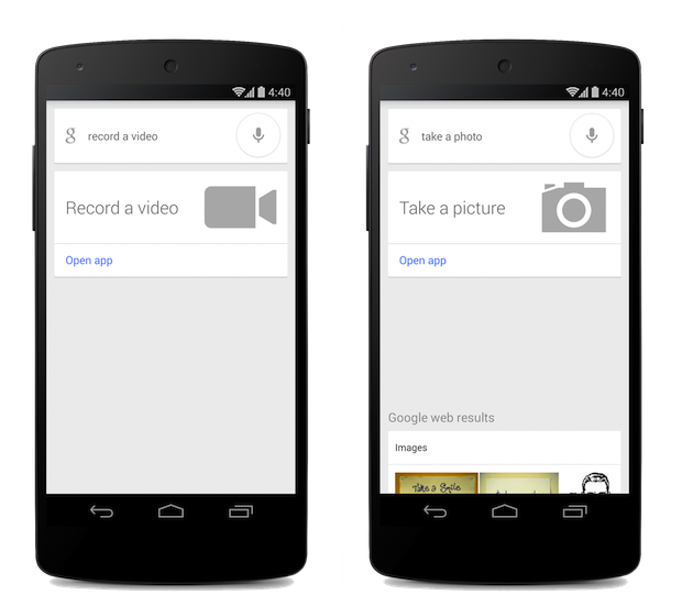 Búsqueda de Google en Android agrega acciones de voz para abrir la cámara