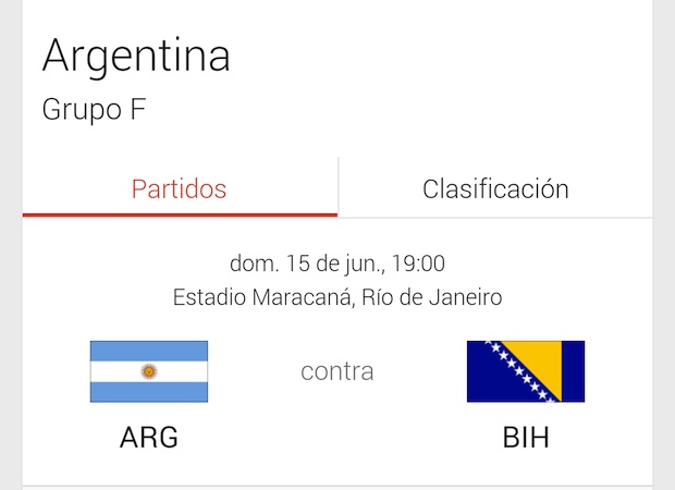 Google Now agrega resultados, fixtures e información de FIFA 2014