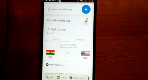 Google Now comienza a mostrar información de la copa FIFA 2014