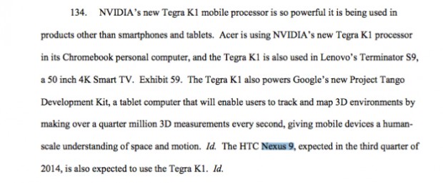 nvidia legal htc nexus 9