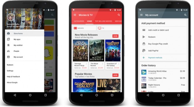 Google Play Store actualizado con historial de compras