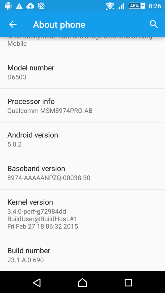 Xperia Z2 Lollipop