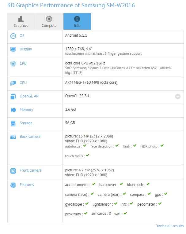 Samsung Galaxy Golden 3 GFXBench