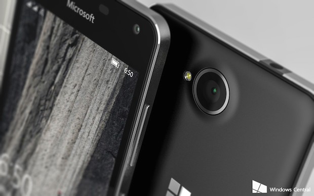 Microsoft Lumia 650 representado en renders con marco metálico