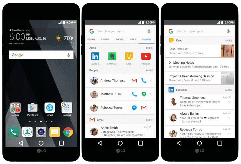 Google anuncia “In Apps” para buscar contenido dentro de las apps del smartphone