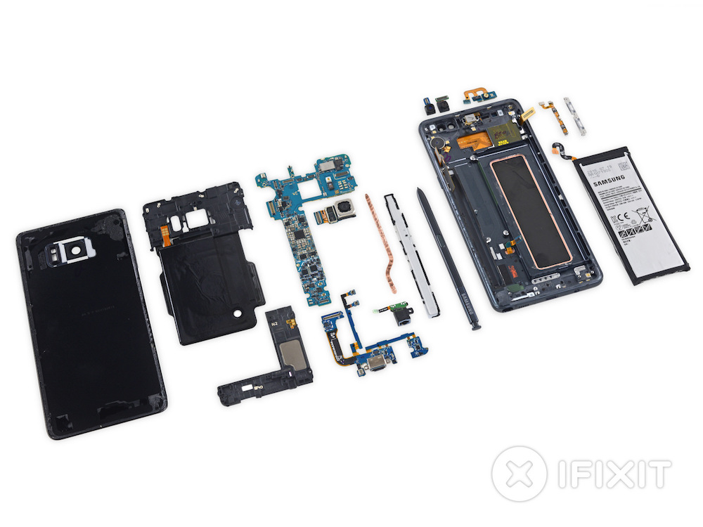 Samsung Galaxy Note 7 es muy difícil de reparar según despiece