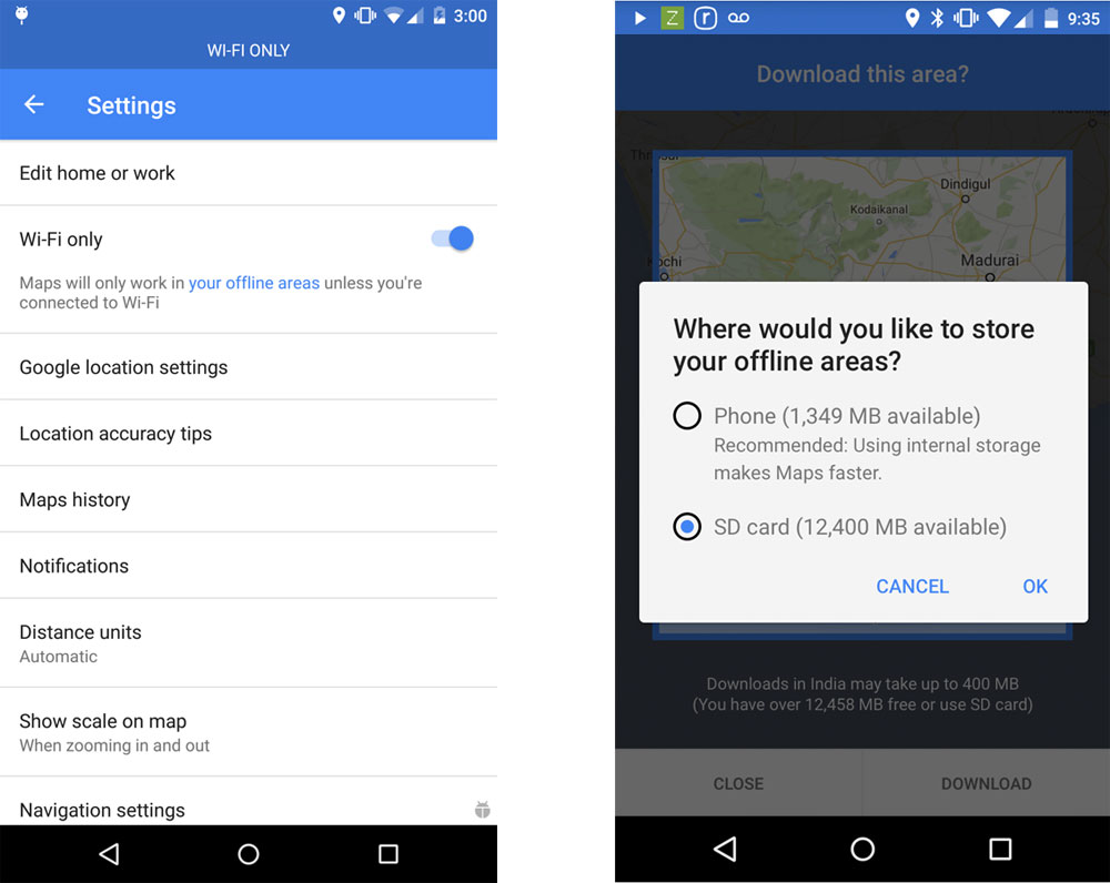 Google Maps agrega modo solo WiFi y permite guardar mapas en microSD