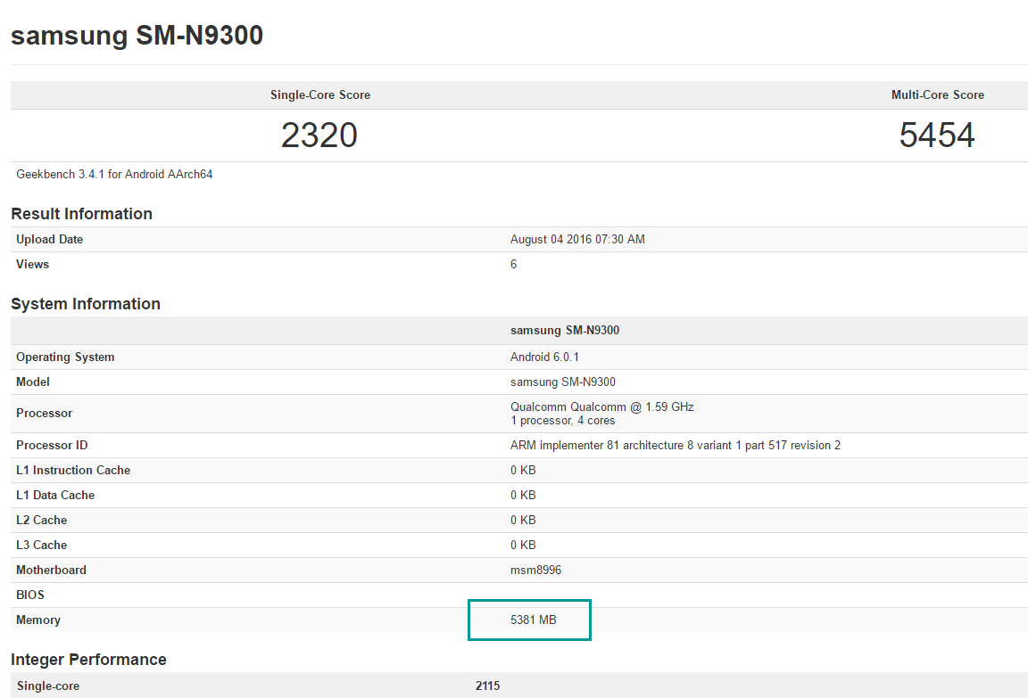note 7 6gb china geekbench