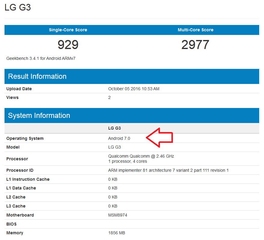 LG G3 corriendo Android 7.0 Nougat