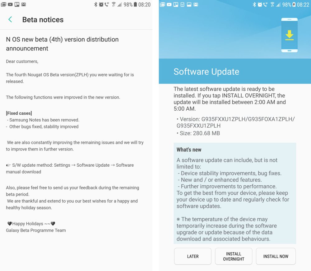 Galaxy S7 beta 4