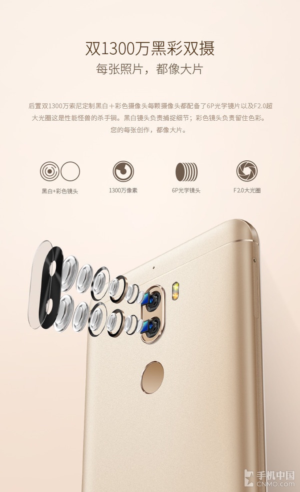 Póster que resalta la cámara de doble lente del Coolpad Cool Play 6.