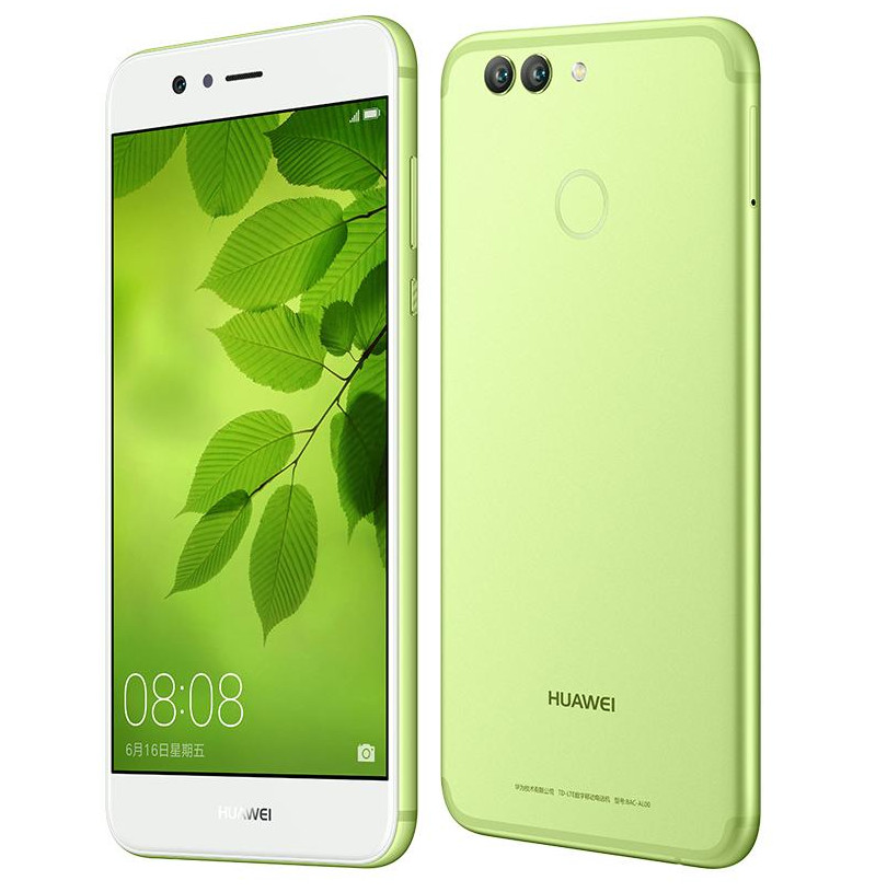 Frente y dorso del Huawei Nova 2 verde.