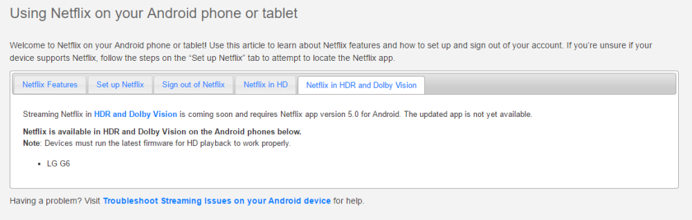 Detalles de Netflix sobre el contenido HDR en Android.