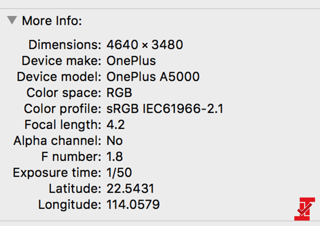 Metadata de las fotografías tomadas por el supuesto OnePlus 5.