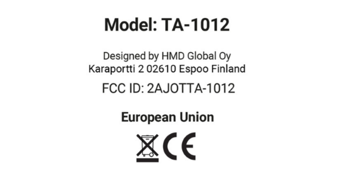 Certificación de la FCC del modelo TA-1012 de Nokia.