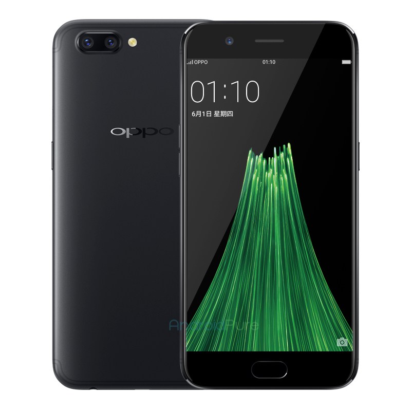 Frente y parte del dorso del OPPO R11 negro.