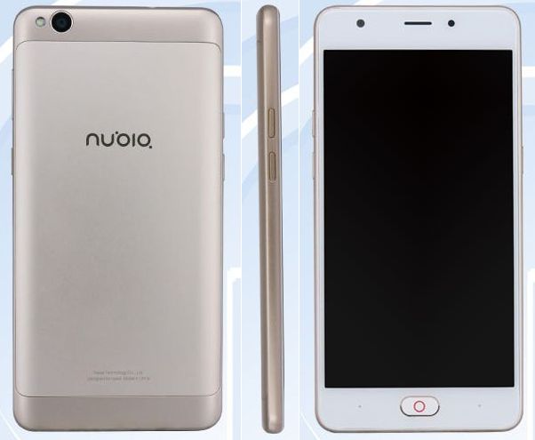 Frente, dorso y arista izquierda del ZTE Nubia NX907J en TENAA.