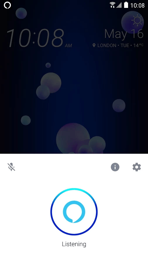 Captura de pantalla del HTC U 11 interactuando con Alexa.
