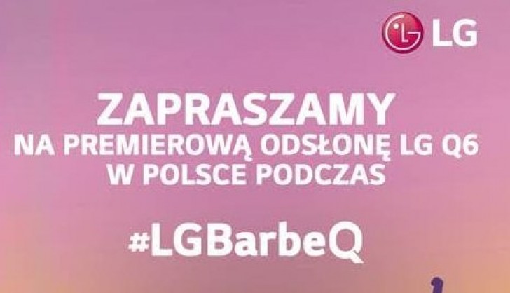 Invitación escrita en polaco a un evento con el LG Q6 como protagonista.