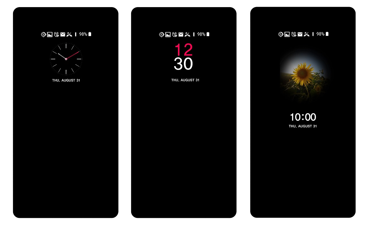 Render oficial de LG mostrando algunas de las funciones del display Always-On del LG V30.