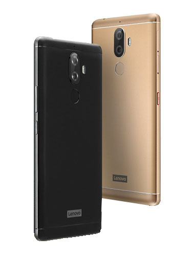 Dorso de los Lenovo K8 Note negro y dorado. 