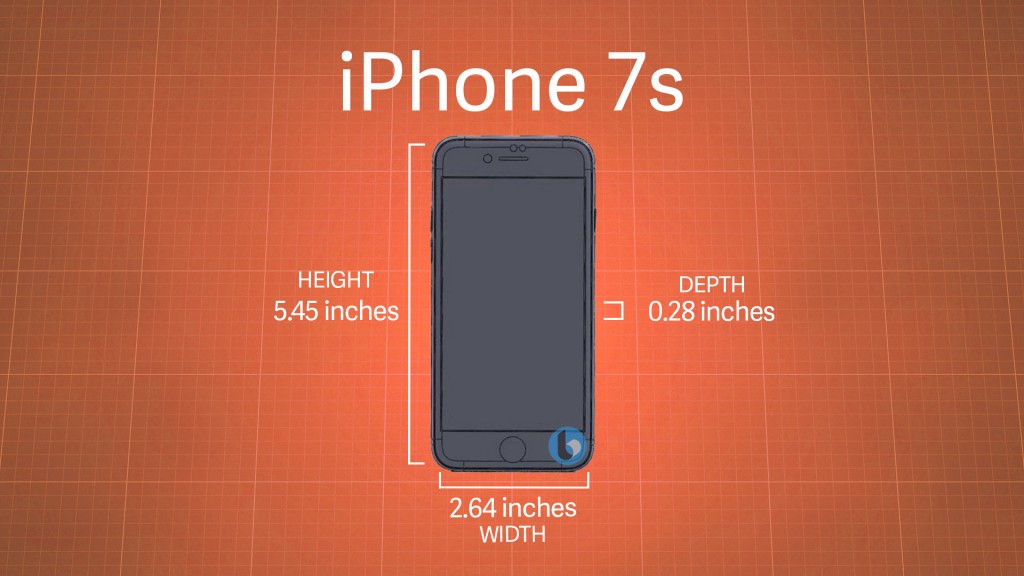 Render ilustrativo sobre las hipotéticas dimensiones del iPhone 7s.