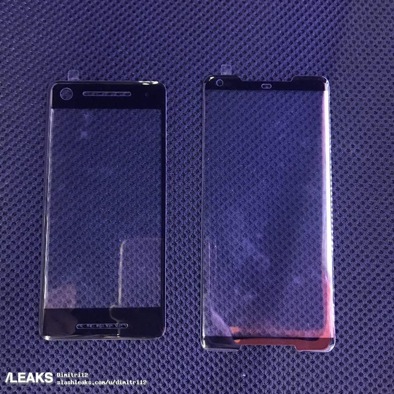 Fotografías filtradas de los paneles frontales del Google Pixel 2 y Google Pixel 2 XL. 