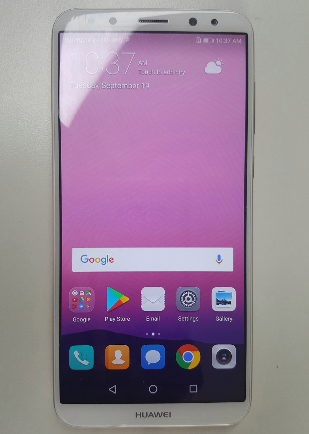 Imagen filtrada del frente del Huawei Mate 10 Lite blanco. 