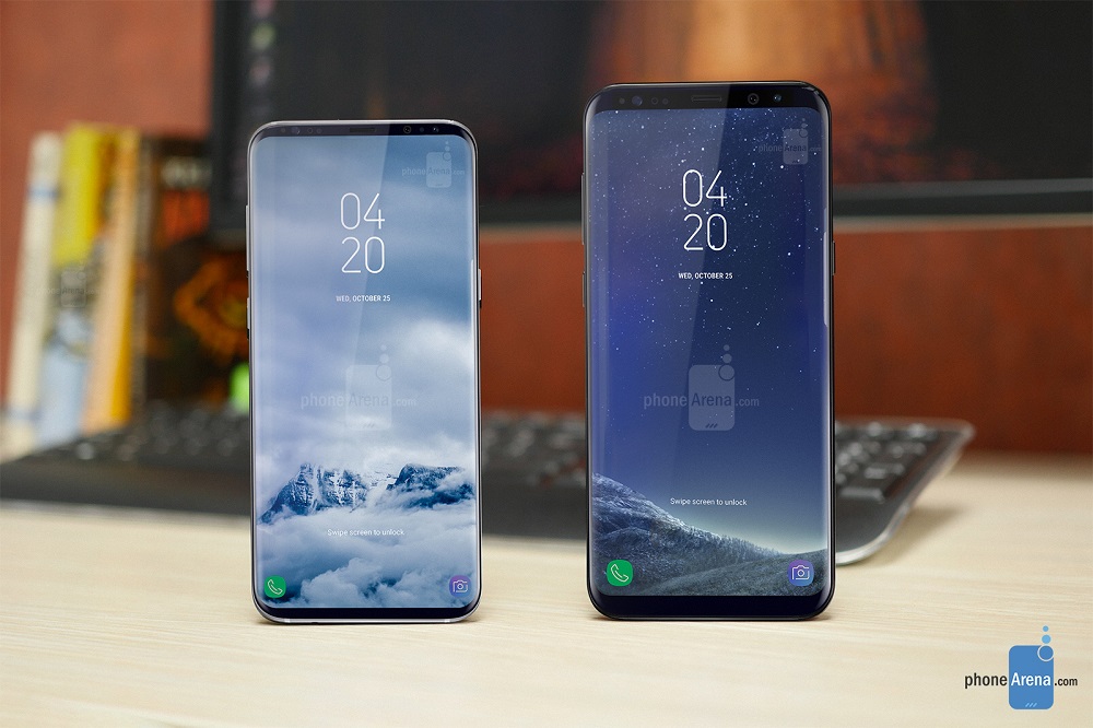 Render creado por Phone Arena mostrando el frente del Samsug Galaxy S9 y Galaxy S9+.