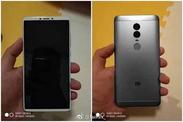 Frente y dorso del hipotético Xiaomi Redmi Note 5 color plateado. 