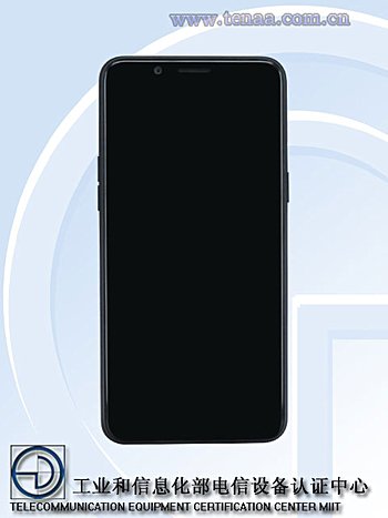 Render oficial de TENAA del frente del OPPO A83 color negro.