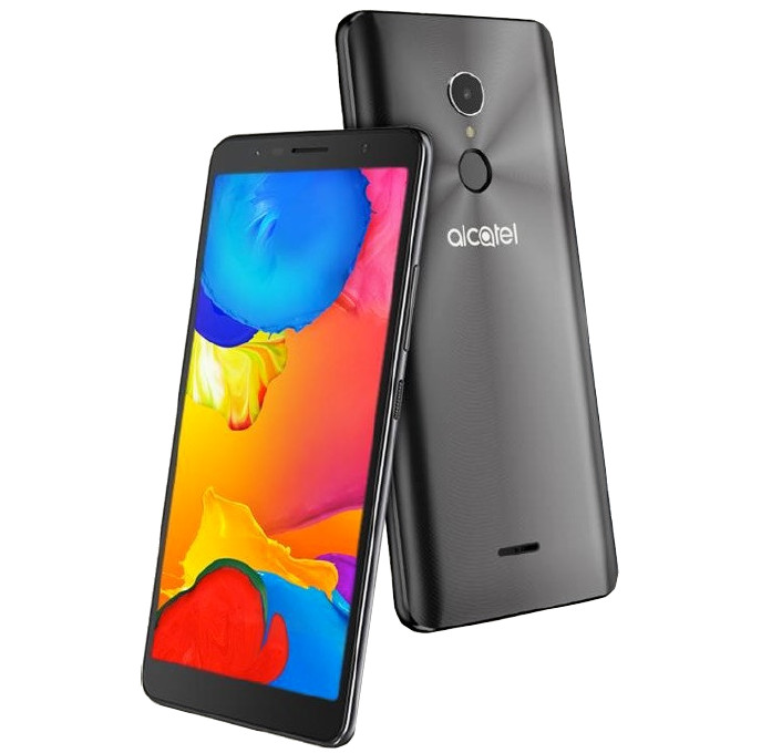 Render oficial del frente y dorso del Alcatel 3c de color negro.