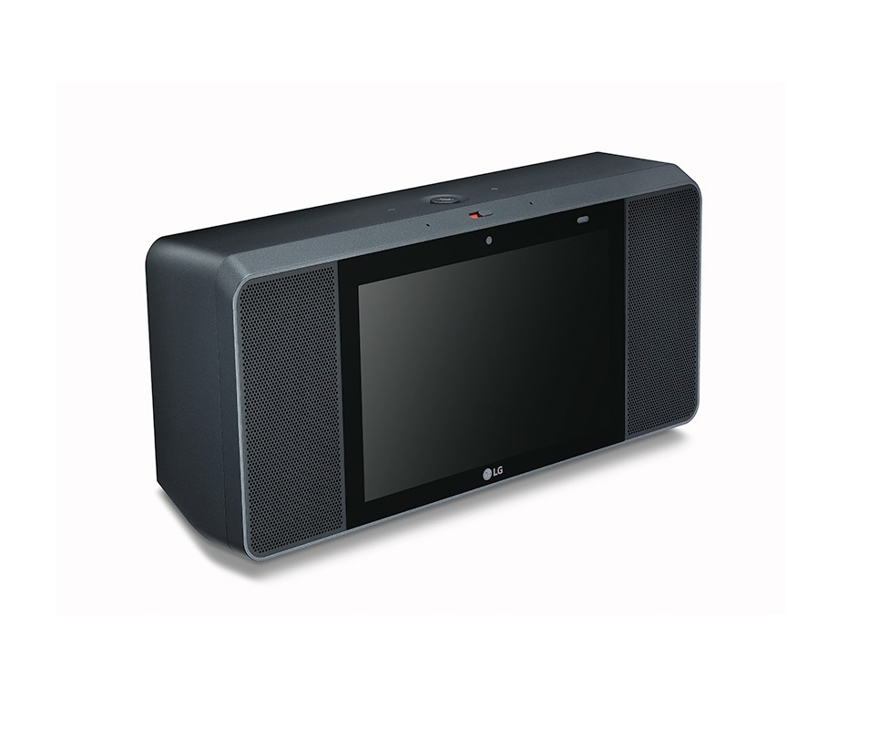 Render oficial del frente y arista izquierda del LG ThinQ WK9.