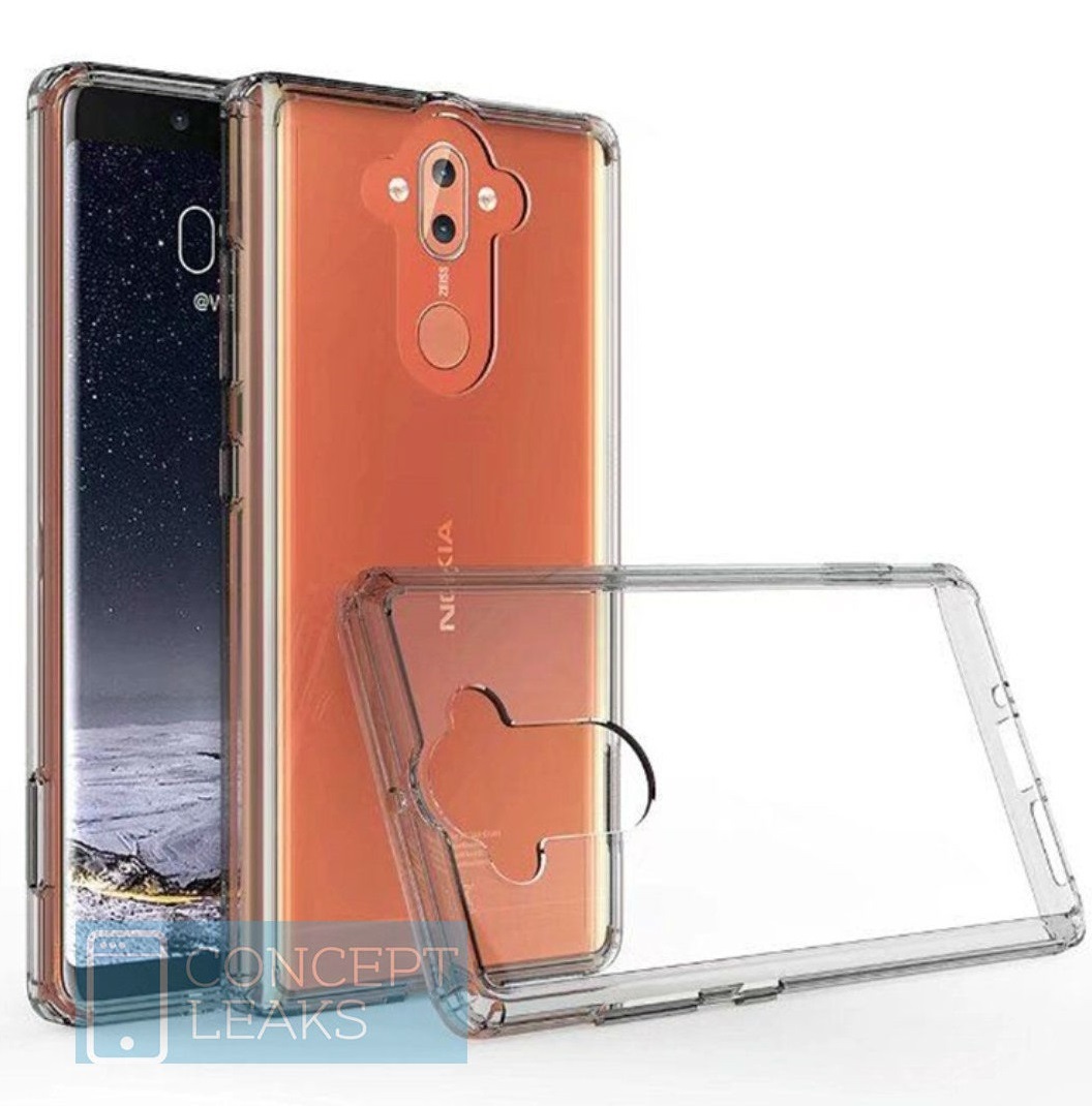 Render dorsal y parcialmente frontal del diseño del Nokia 9. 