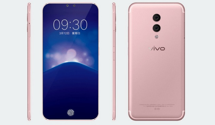 Render conceptual filtrado del Vivo Xplay 7 color rosa.