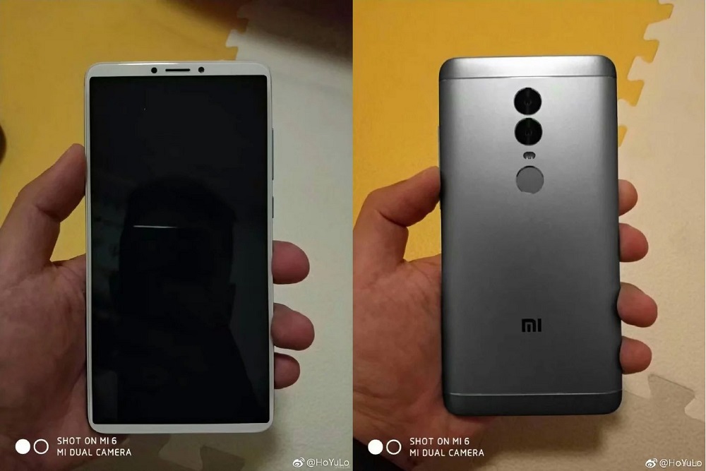 Fotografía filtrada en Weibo del supuesto frente y dorso del Xiaomi Redmi Note 5.