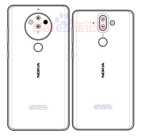 Render del supuesto diseño posterior del Nokia 8 Pro (izquierda) junto al Nokia 9 (derecha).