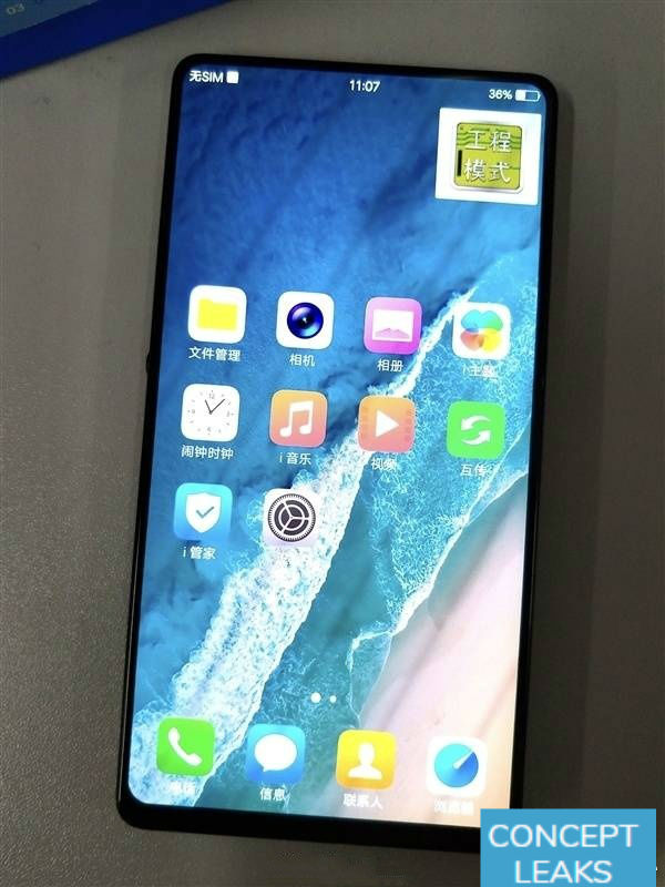 Fotografía filtrada por el sitio Concept Leaks sobre el supuesto smartphone de Vivo sin biseles. 